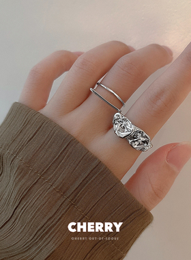 极速复古做旧不规则两件套戒指女欧E美冷淡风食指戒时尚个性气质