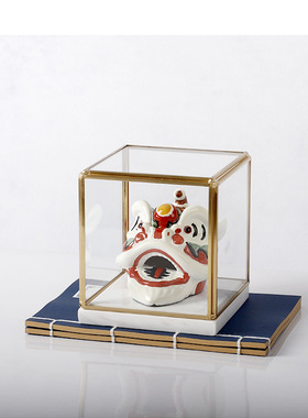 极速新中式中国风舞狮醒狮子头摆件样板I房客厅书房电视柜桌面软