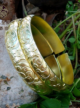 极速纯手工纯铜黄铜紫铜锤纹手镯A情侣锤纹手镯细圈手环铜镯子宽