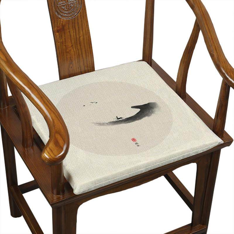 新中式禅意水墨中国风茶室椅垫红实木圈椅官椅坐垫加厚海绵可拆洗,淘宝优惠券,粉丝福利购,淘宝优惠卷