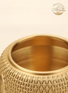 黄铜五牛茶叶罐纯铜工艺品茶具茶道铜器家居客厅博古架装饰礼品