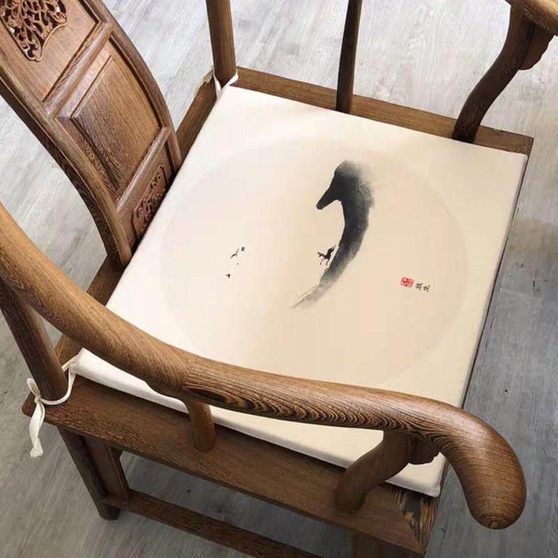 新中式禅意水墨中国风茶室椅垫红实木圈椅官椅坐垫加厚海绵可拆洗,淘宝优惠券,粉丝福利购,淘宝优惠卷