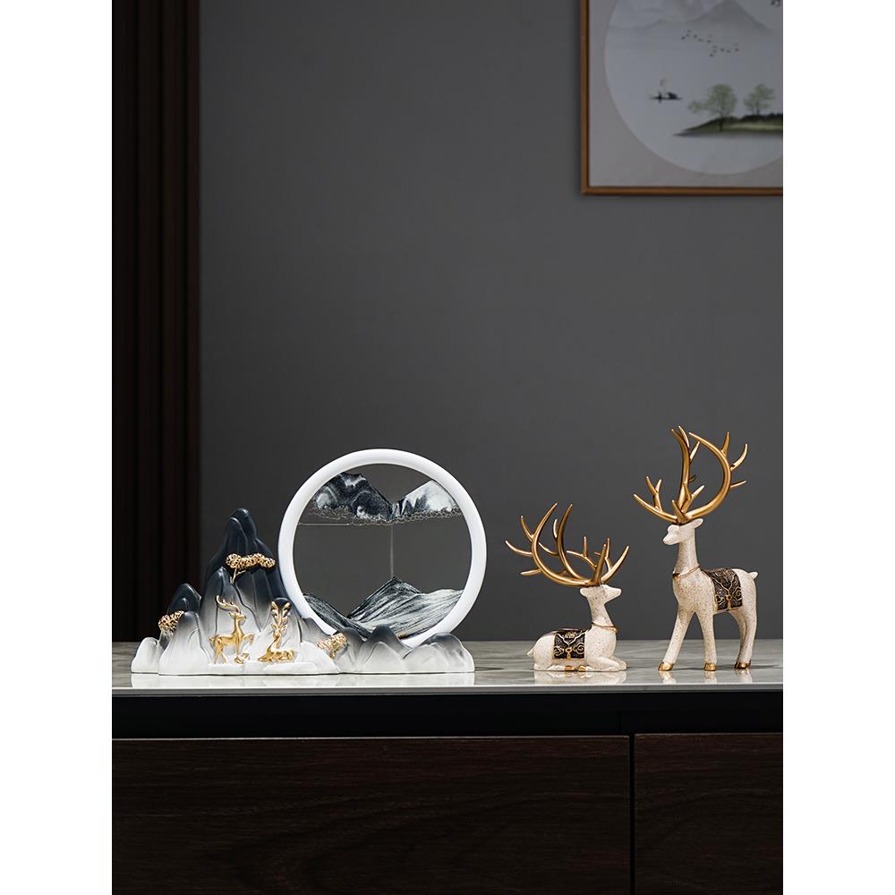 流沙画创意沙漏轻奢高档新中式摆件酒柜电视柜客厅办公桌装饰摆件 - 图1