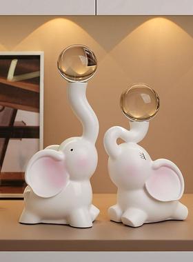 轻奢风大象水晶球摆件家居客厅电视柜酒柜高档装饰品乔迁新居礼品