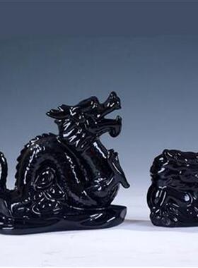 极速新品小号陶瓷黑龙摆件家居风水招财生肖龙工艺品X礼品饰品摆