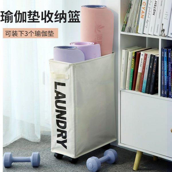 Dirty clothes storage basket with wheels Dirty clothes basket folding yoga mat laundry basket fabric home use sub-dirty clothes basket finishing box
