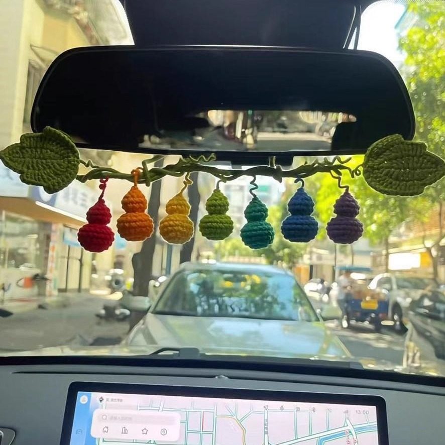 钩织七个葫芦娃车挂彩虹葫芦福禄编织葫芦藤蔓叶子毛线钩针材料包,淘宝优惠券,粉丝福利购,淘宝优惠卷