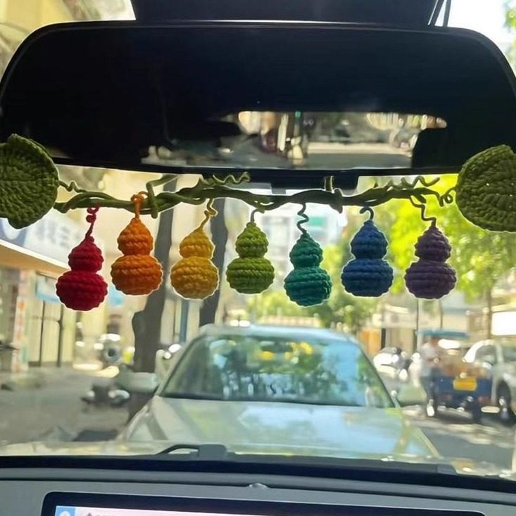 钩织七个葫芦娃车挂彩虹葫芦福禄编织葫芦藤蔓叶子毛线钩针材料包,淘宝优惠券,粉丝福利购,淘宝优惠卷