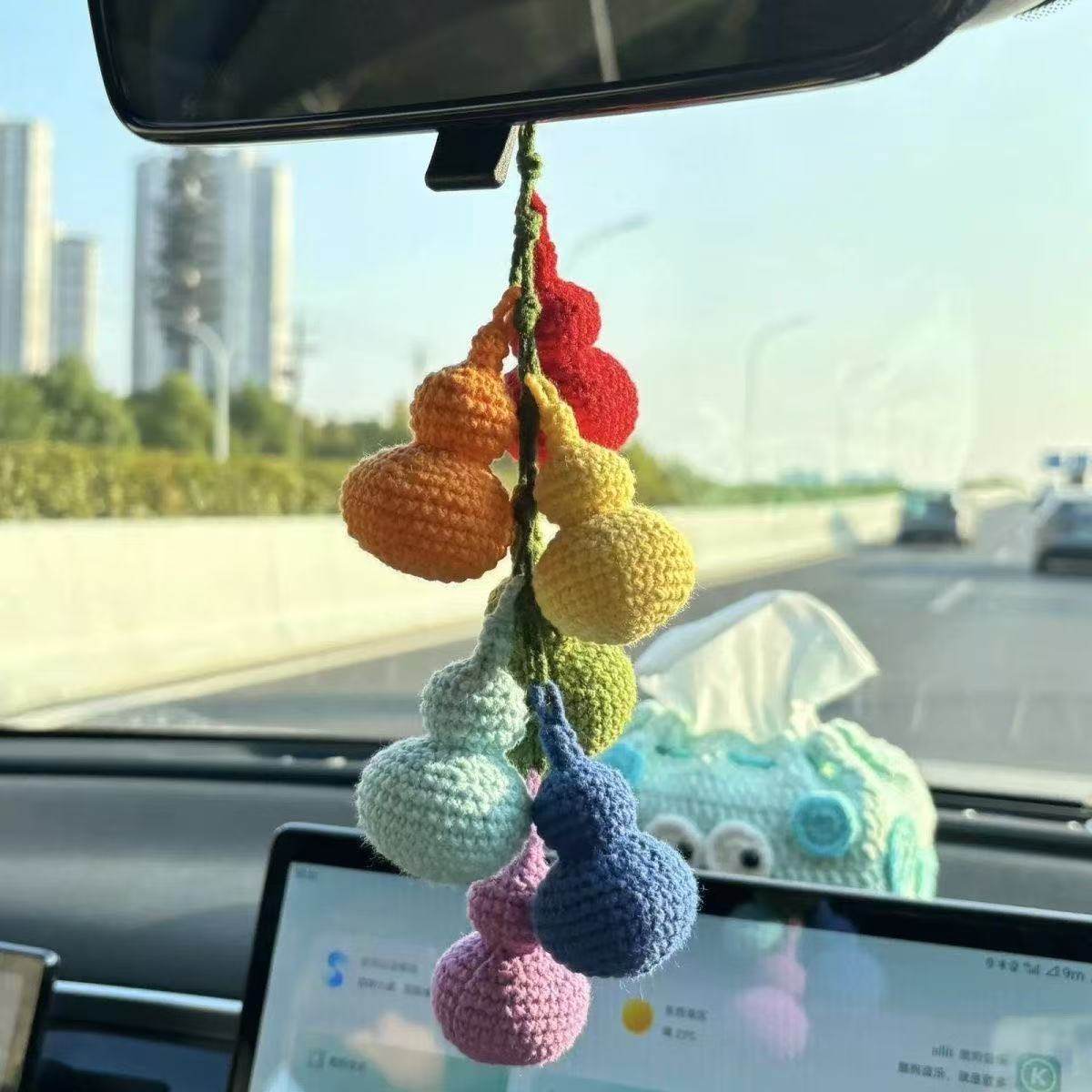 七彩葫芦车挂护路diy编织材料包车内手工毛线配饰自制车载挂件,淘宝优惠券,粉丝福利购,淘宝优惠卷