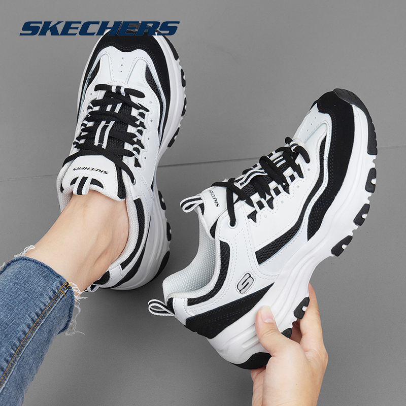 Skechers斯凯奇黑白熊猫鞋女款正品官方旗舰新款复古运动老爹鞋女