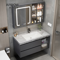 Arrow Tags SOLID WOOD BATH ROOM CABINET COMPOSITION INTEGRATED BASIN ROCK PLATE CERAMIC WASH BASIN CABINET WASH FACE POOL WASH TABLE TOILET