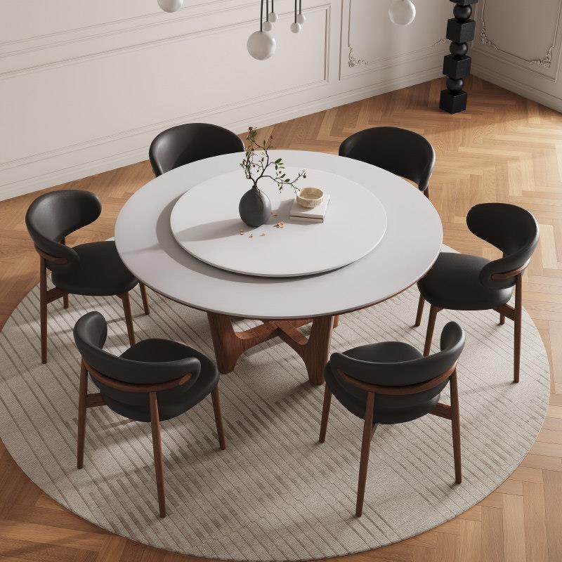 北欧实木岩板餐桌简约现代多功能电磁炉圆形餐桌内嵌转盘家用圆桌,淘宝优惠券,粉丝福利购,淘宝优惠卷