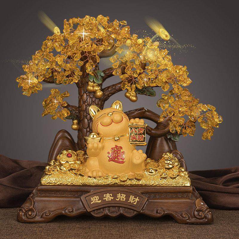 黄水晶发财树摆件招财电视酒柜装饰品家居客厅开业礼品金色摇钱树,淘宝优惠券,粉丝福利购,淘宝优惠卷