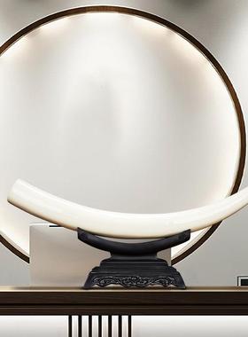 光面仿象牙摆件办公室玄关博古架中式装饰雕刻艺术酒柜桌面工艺品