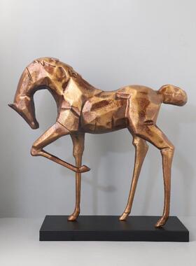 北欧创意抽象金属动物马雕塑摆件客厅玄关酒店电视柜软装家居饰品