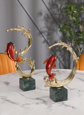 采购产品黄铜幸运鲤鱼装饰品，手工艺品，典雅大气的客厅入口装饰