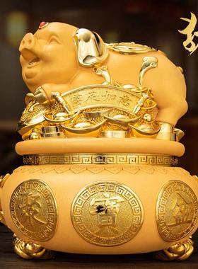 金猪存钱罐摆件创意福猪只进不出装饰工艺礼品聚财实用招财聚宝盆