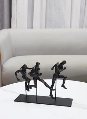现代运动奔跑人物雕塑摆件创意抽象装饰样板间家居客厅桌面工艺品