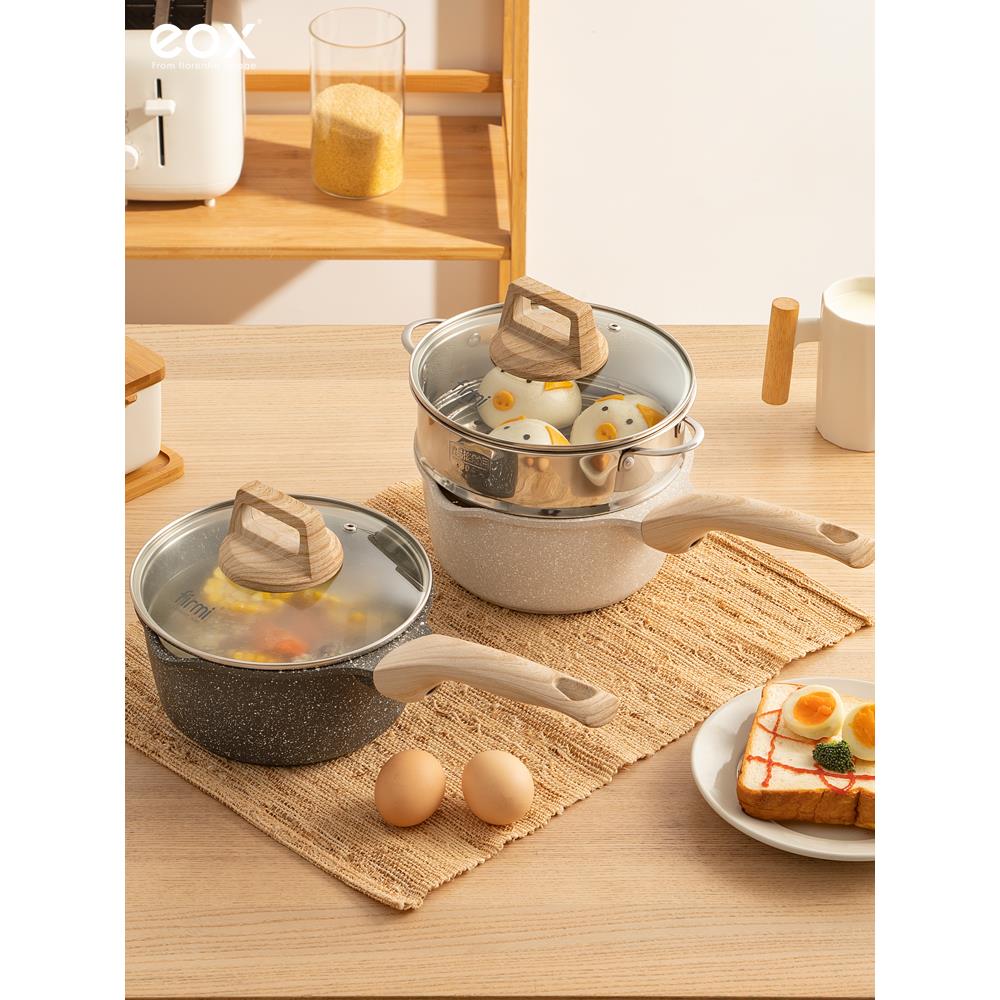 eox麦饭石婴儿辅食锅不粘锅儿童煎煮粥泡面锅多功能一体奶锅 - 图0