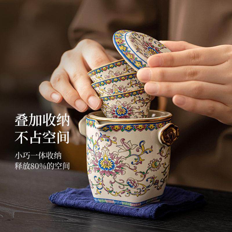 便携式快客杯汝窑陶瓷户外露营个人专用一壶三杯旅行茶具套装,淘宝优惠券,粉丝福利购,淘宝优惠卷