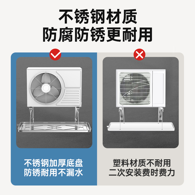 空调外机接水盘适用格力美的海尔水槽漏水室外不锈钢滴水盘排水盘-图1