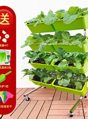 森林盒子不锈钢移动多层花架