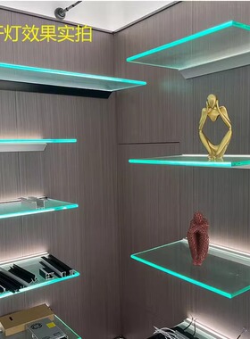 led夹玻璃发光铝合金层板灯一字挂墙壁置物架灯展柜灯置物架装饰