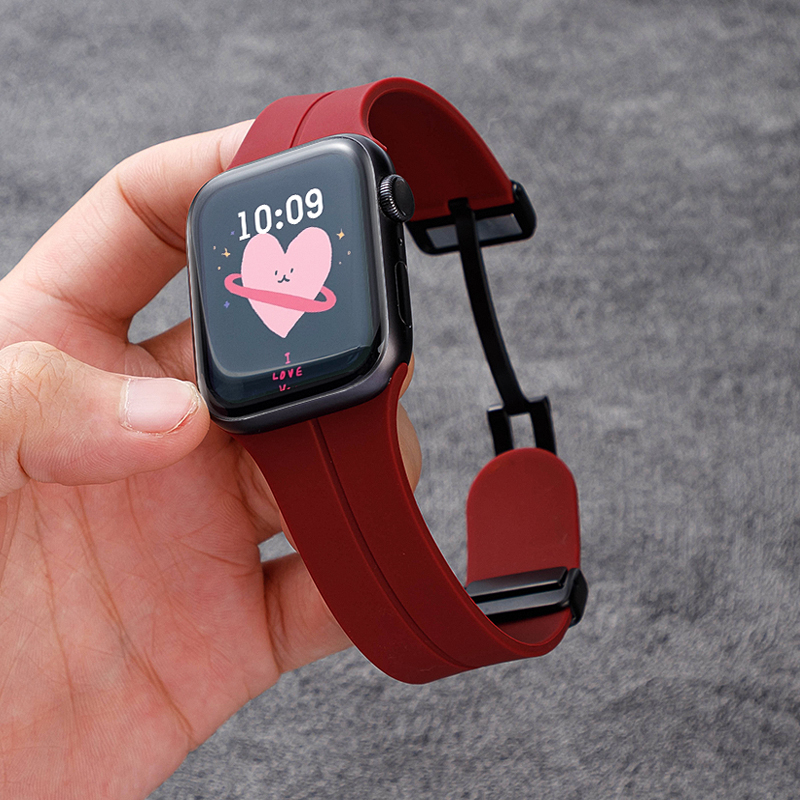 适用iwatch8表带S9苹果手表applewatch9磁吸硅胶S8夏天S7新款S6运动6代透气防水SE高级ultra2男女iphonewatch-图0