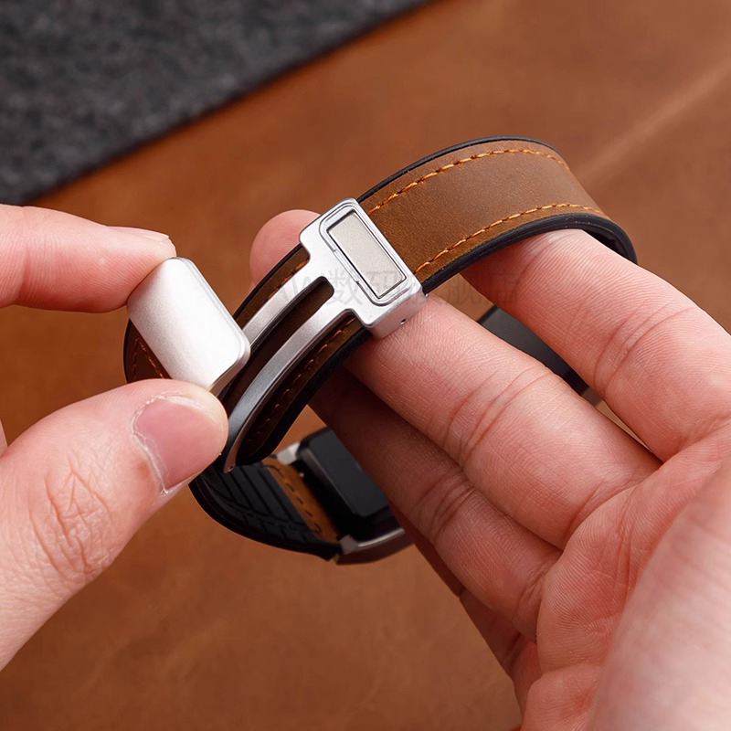 适用华为手环9/10表带8/7NFC手环磁吸扣真皮表带女手环6荣耀手环9/7腕带男华为手环B6硅胶表带B7/B5/B3手表带 - 图0