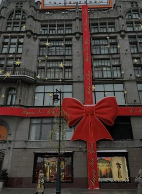 发光蝴蝶结装饰商场墙面大型蝴蝶结红色金色发光装饰七夕布置挂件