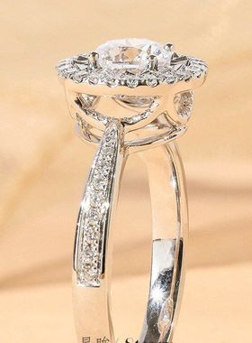 抖音直播仿美国D色高碳钻戒指 八心八箭高碳钻镀pt950星眸女戒