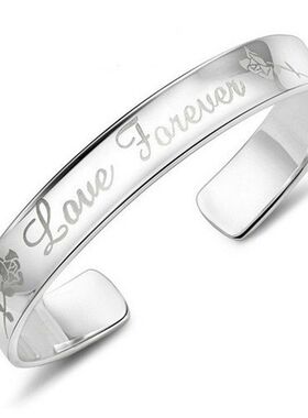 饰汇银手镯 女式 玫瑰之约韩版时尚复古手环loveforever手镯批发