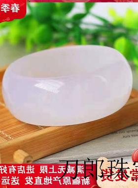 玉手镯新疆和田玉金丝玉羊脂玉手镯和田玉白手镯加宽加厚版百搭款