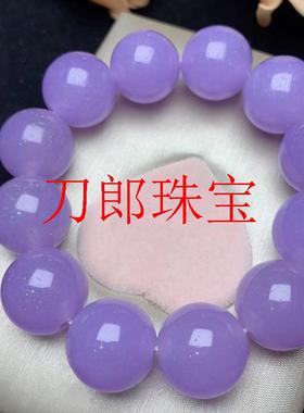 缅甸翡翠色圆珠紫罗兰民族风手链玉石冰糯种紫色男女款大颗粒手串