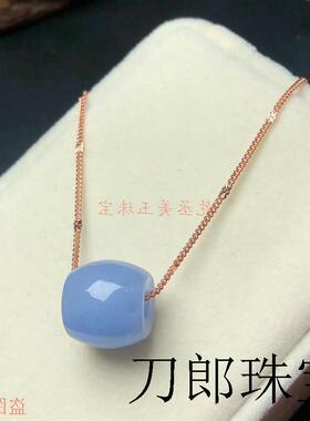 高端翡翠路路通吊坠单珠男女配珠缅甸处理玉石紫罗兰色时尚玉挂件