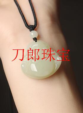 和田玉佛像吊坠女玉坠生肖龙本命年礼物新疆弥勒大肚笑佛项链挂件