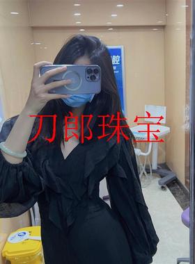 新疆和田玉手镯青白玉羊脂玉女款晴水叮当镯细圆条玉石翡翠色女款