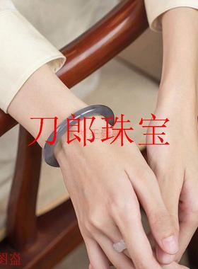 精品青海料和田玉烟紫手镯一步一响紫罗兰色女款送礼叮当圆条手镯