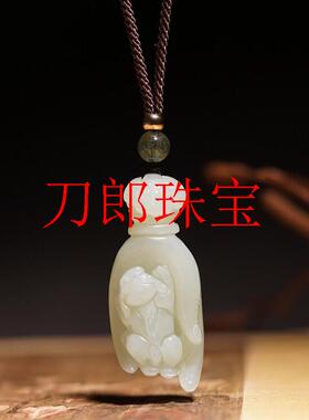精选和田玉白玉招财貔貅吊坠伸手来财佛手玉石男女款玉坠挂件送礼