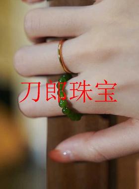 羊脂白玉小米珠戒指搭配冰润阳绿
