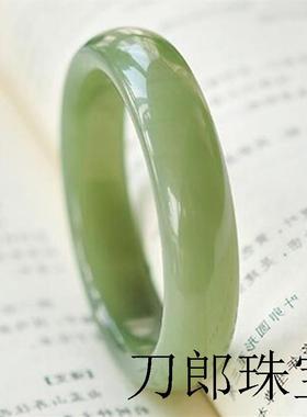 和田玉湖水绿手镯女士玉石镯宽版冰透晴水手镯高端玉石玉手镯送礼