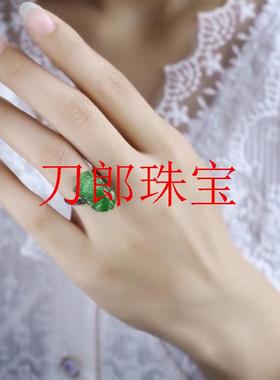 和田玉碧玉貔貅戒指银饰镶嵌苹