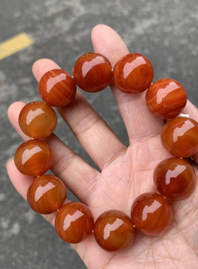 天然巴西红缠丝玛瑙手链