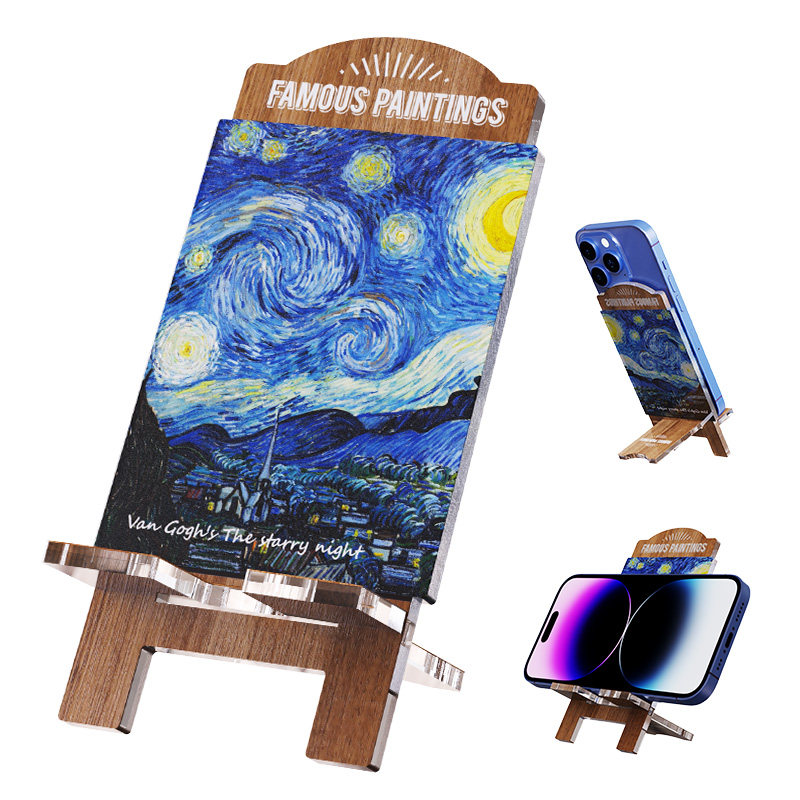 手机支架迷你画架便携世界名画板创意桌面展示亚克力艺术摆件梵高,淘宝优惠券,粉丝福利购,淘宝优惠卷