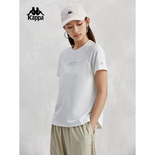 Kappa卡帕女子夏季新款短袖纯棉休闲字母休闲T恤K0E42TD45 - 图1