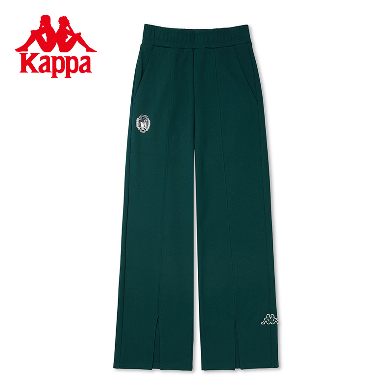 Kappa卡帕复古2024女运动休闲裤针织长裤开叉裤脚K0D82AK05