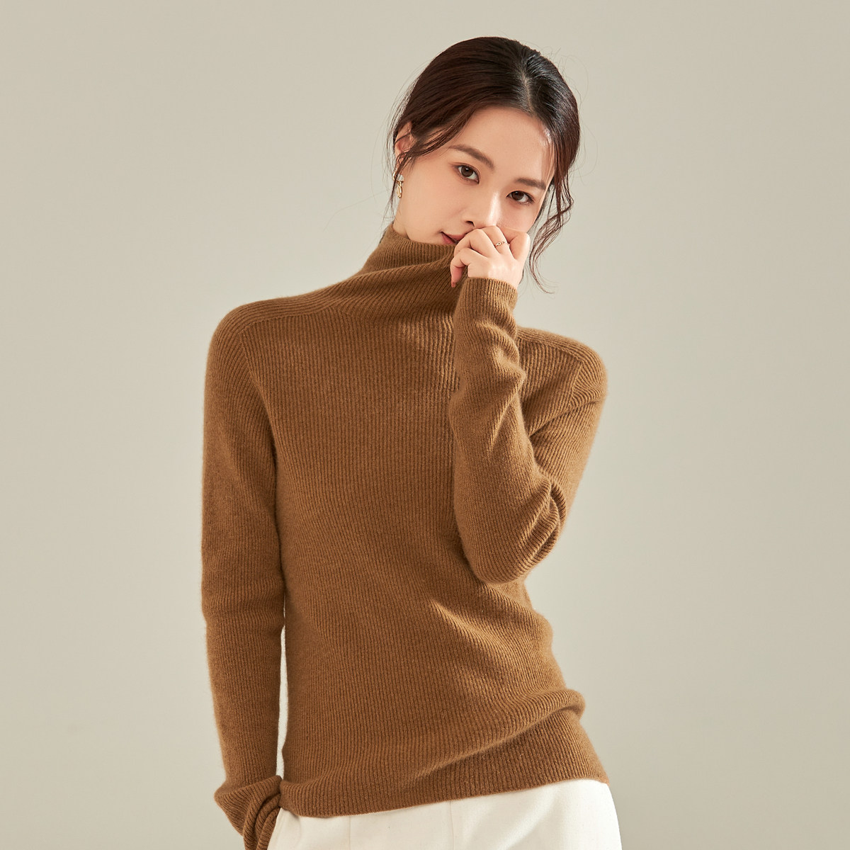 【100%纯羊绒】春竹新款舒适自由领打底毛衣女百搭保暖高领羊绒衫,淘宝优惠券,粉丝福利购,淘宝优惠卷