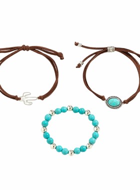 西部牛仔风项链仙人掌牛仔帽靴子