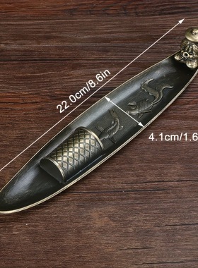 铜制渔翁垂钓香炉香插摆件