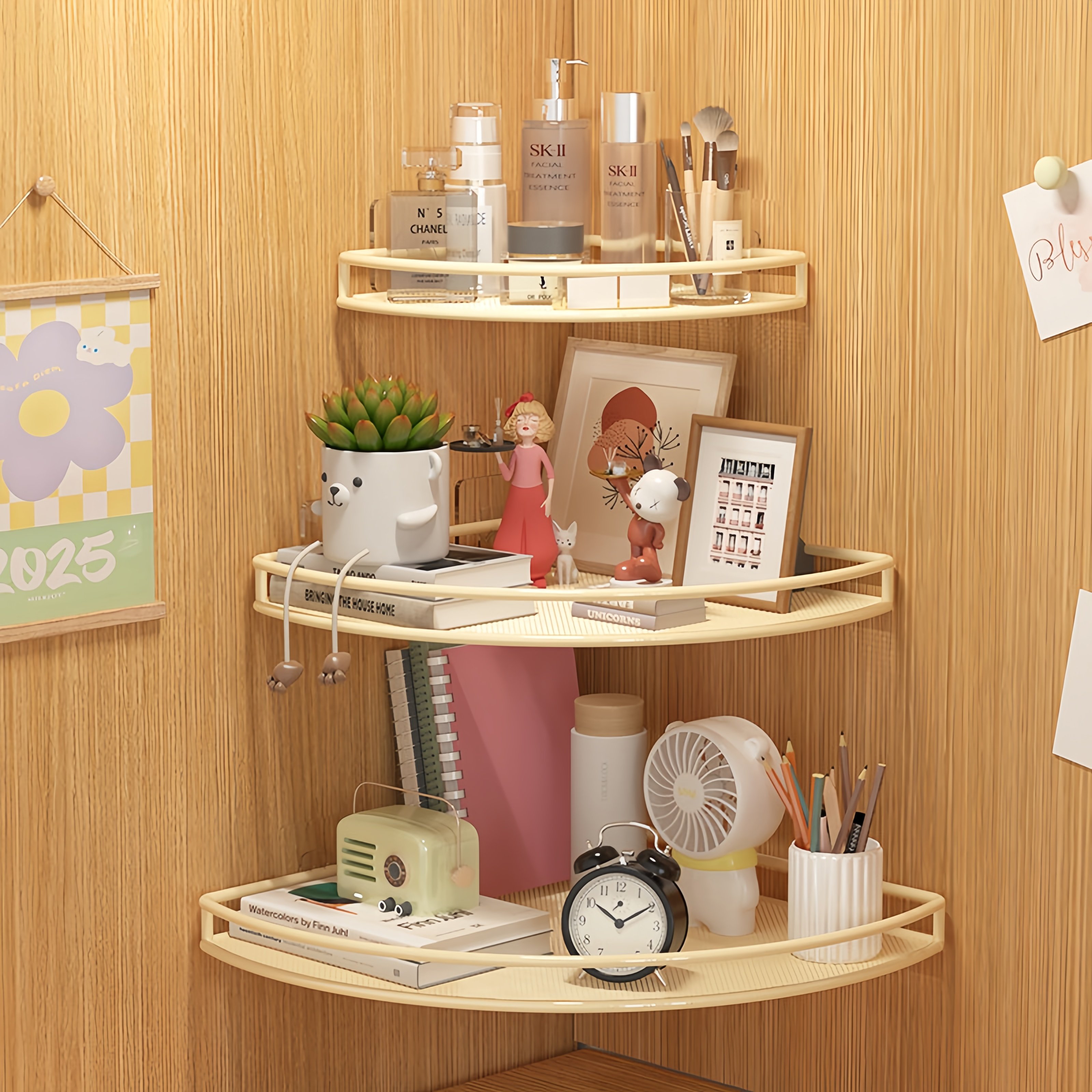 墙上置物架学生宿舍墙角收纳架转角三角架壁挂式免打孔零食架书架,淘宝优惠券,粉丝福利购,淘宝优惠卷